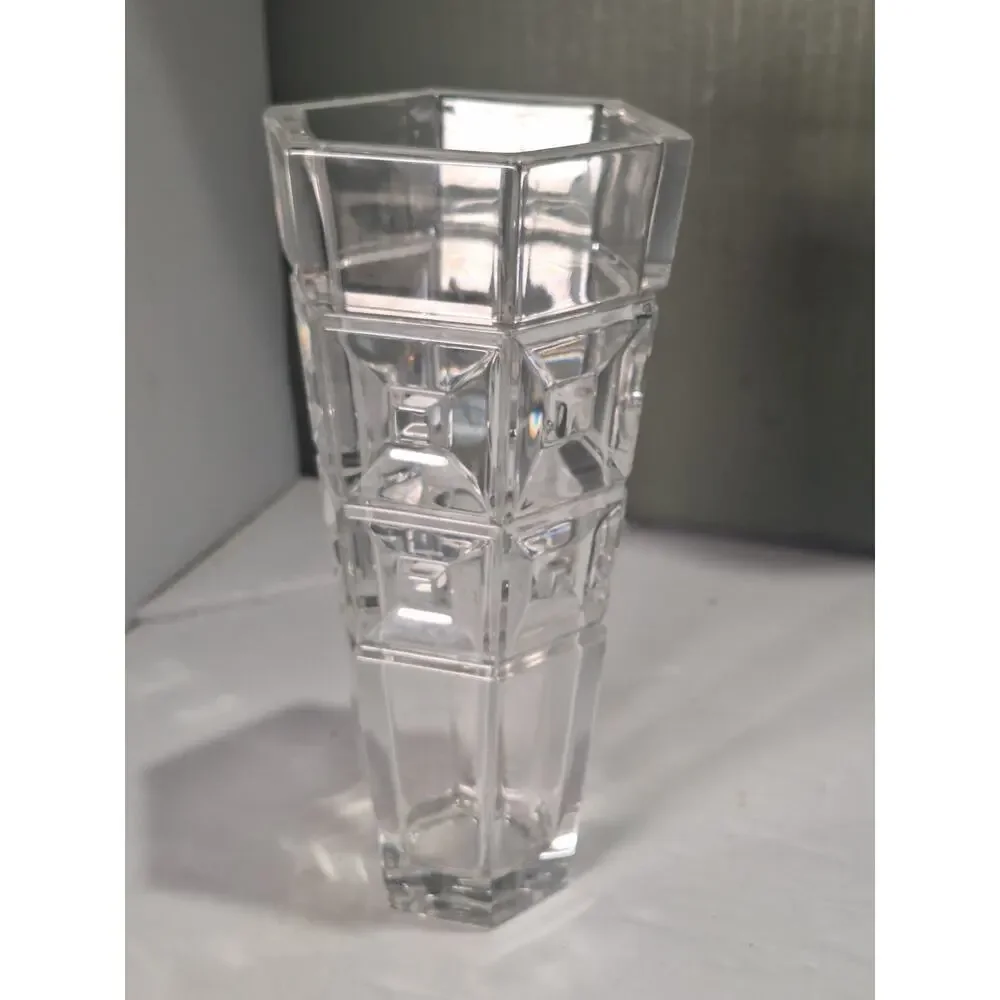 Rosenthal Classic Germany Heavy Crystal Vase 8in Geometric Modern Clear Glass